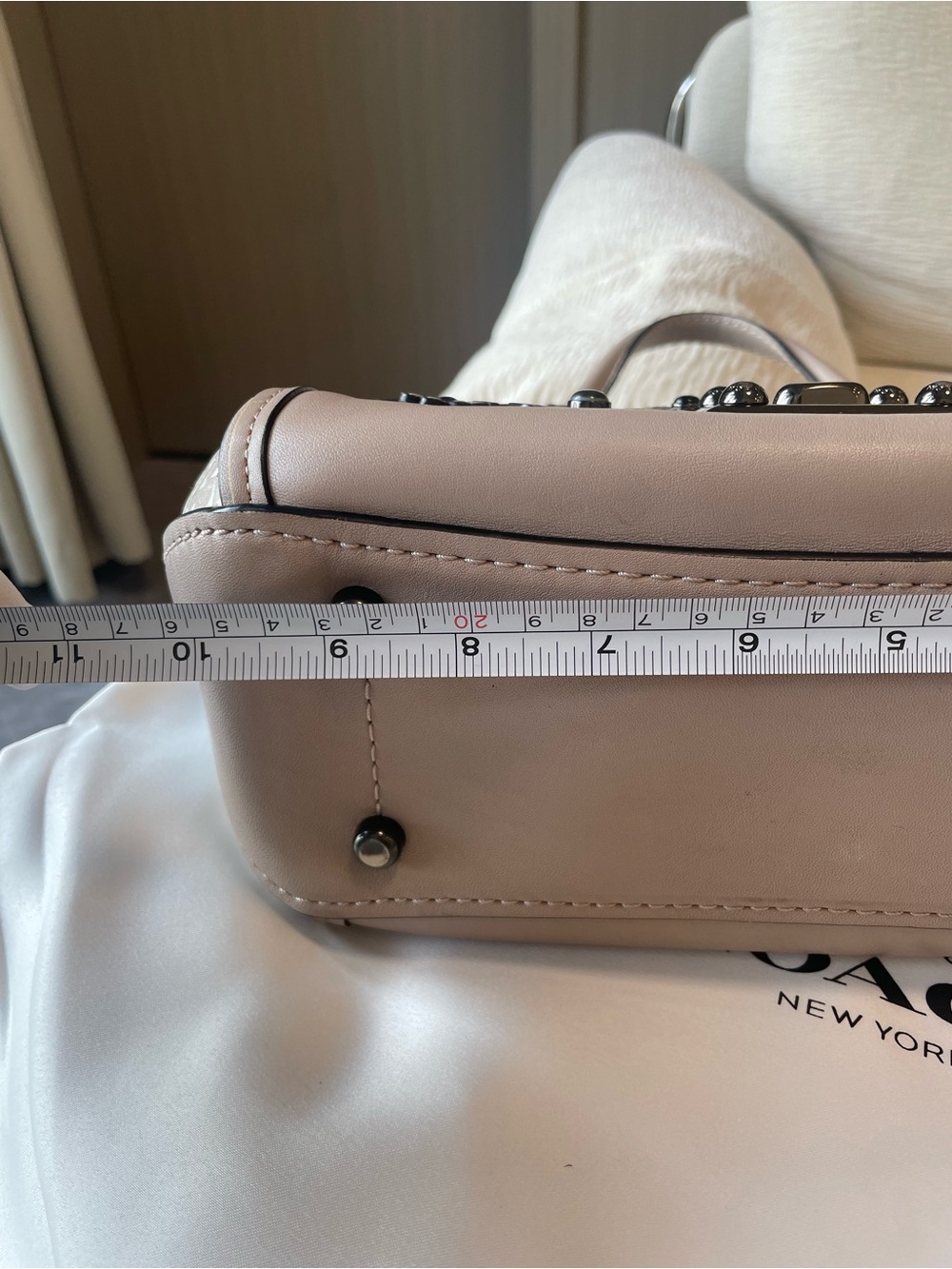 Coach Restored Drifter Tea Rose Beige Floral Appliqué Leather Bag snakeskin vers - Picture 12 of 15